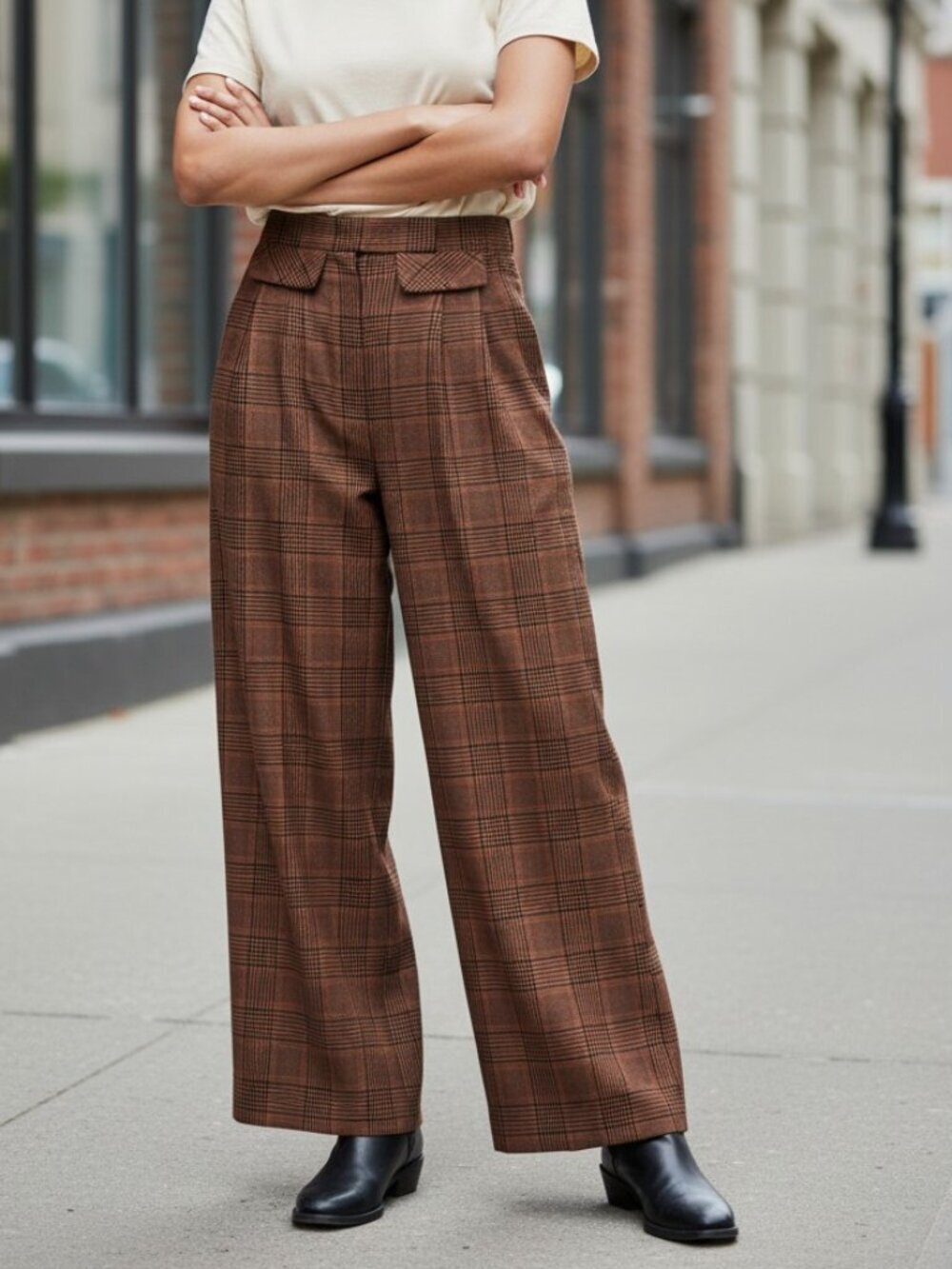 C/MEO Collective brown plaid trousers XS